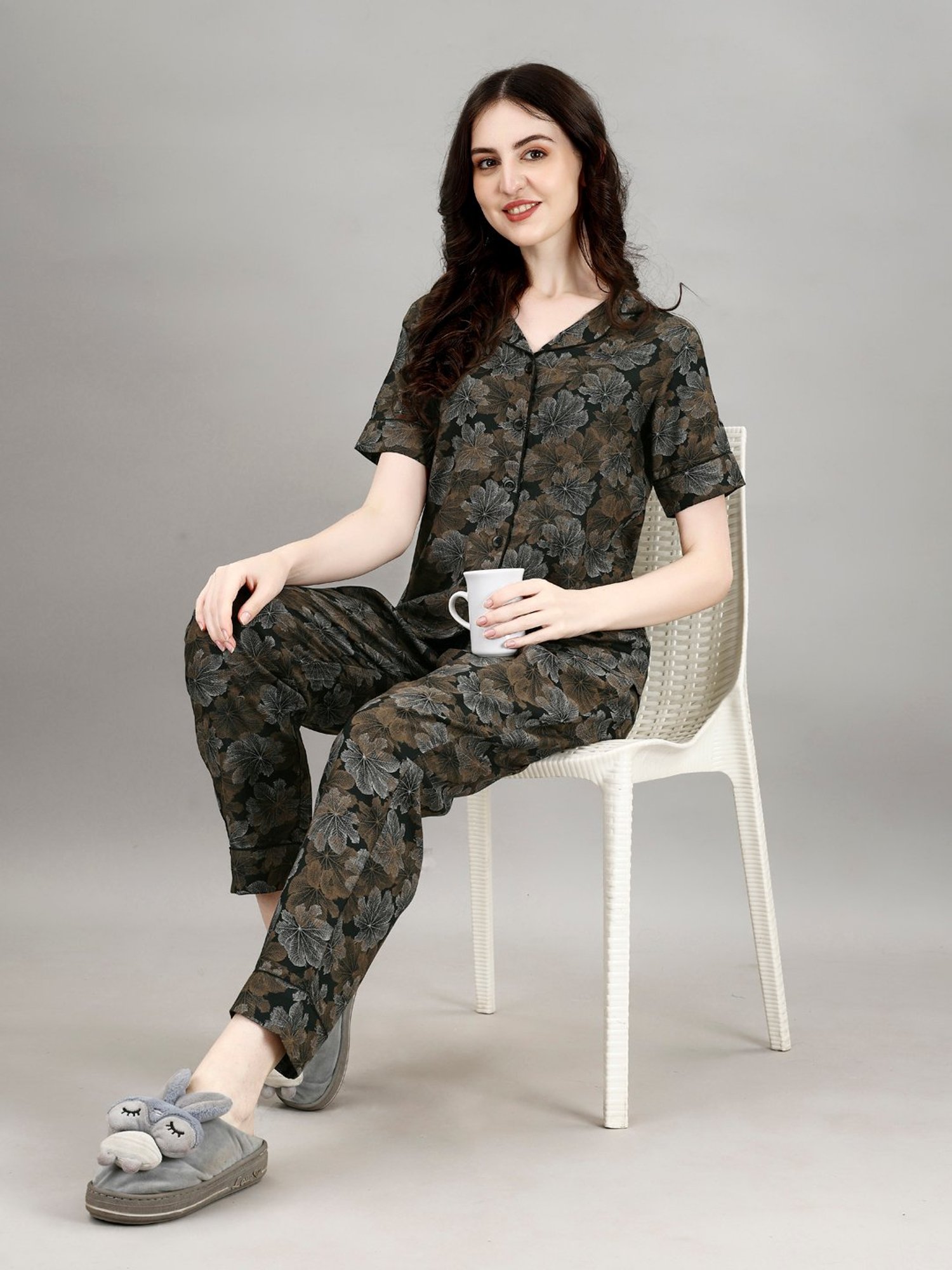 Smarty Pants Green Floral Print Shirt With Pyjamas