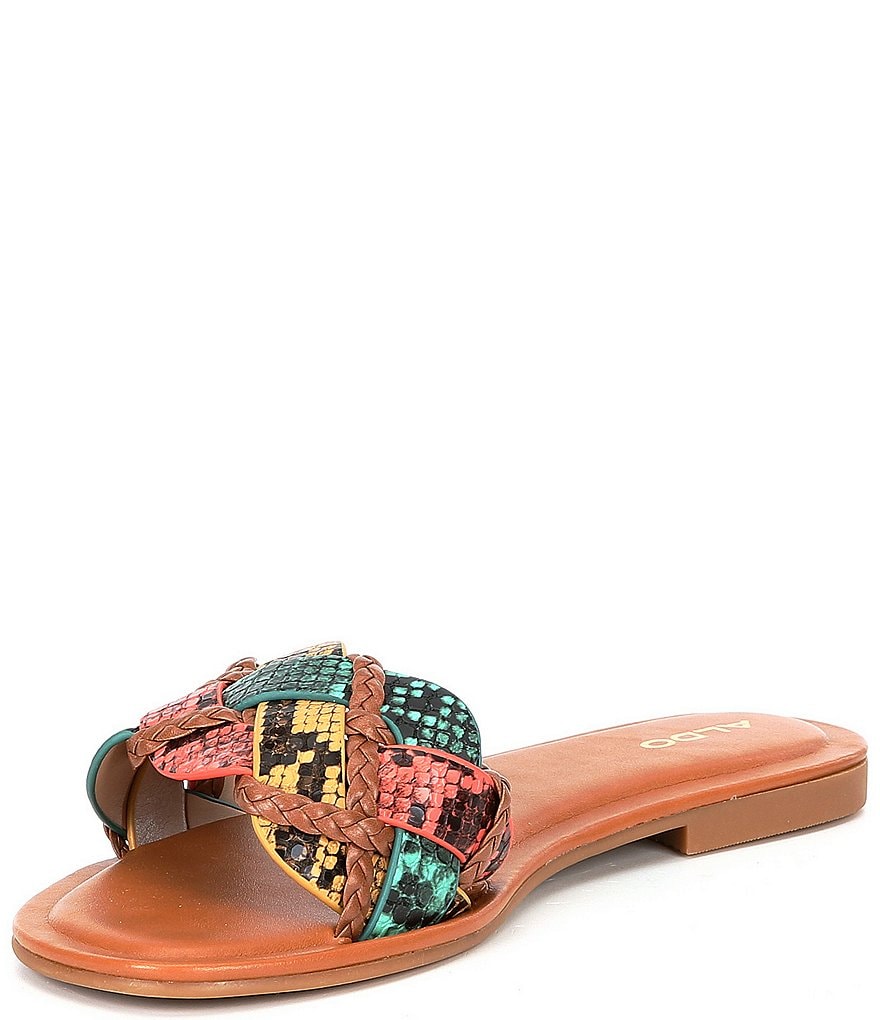 ALDO Lothelalian Braided Snake Print Flat Sandals