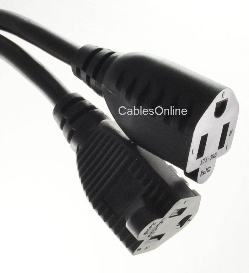 6ft 2-Outlet Power Cord Y-Splitter (1)NEMA 5-15P to (2)NEMA 5-15R 16AWG/3C Cable