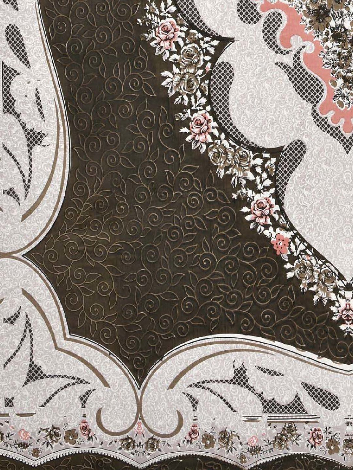 JaipurFabric Grey 240 TC 100% Cotton The Grand Sion Double Bedsheet with 2 Pillow Covers