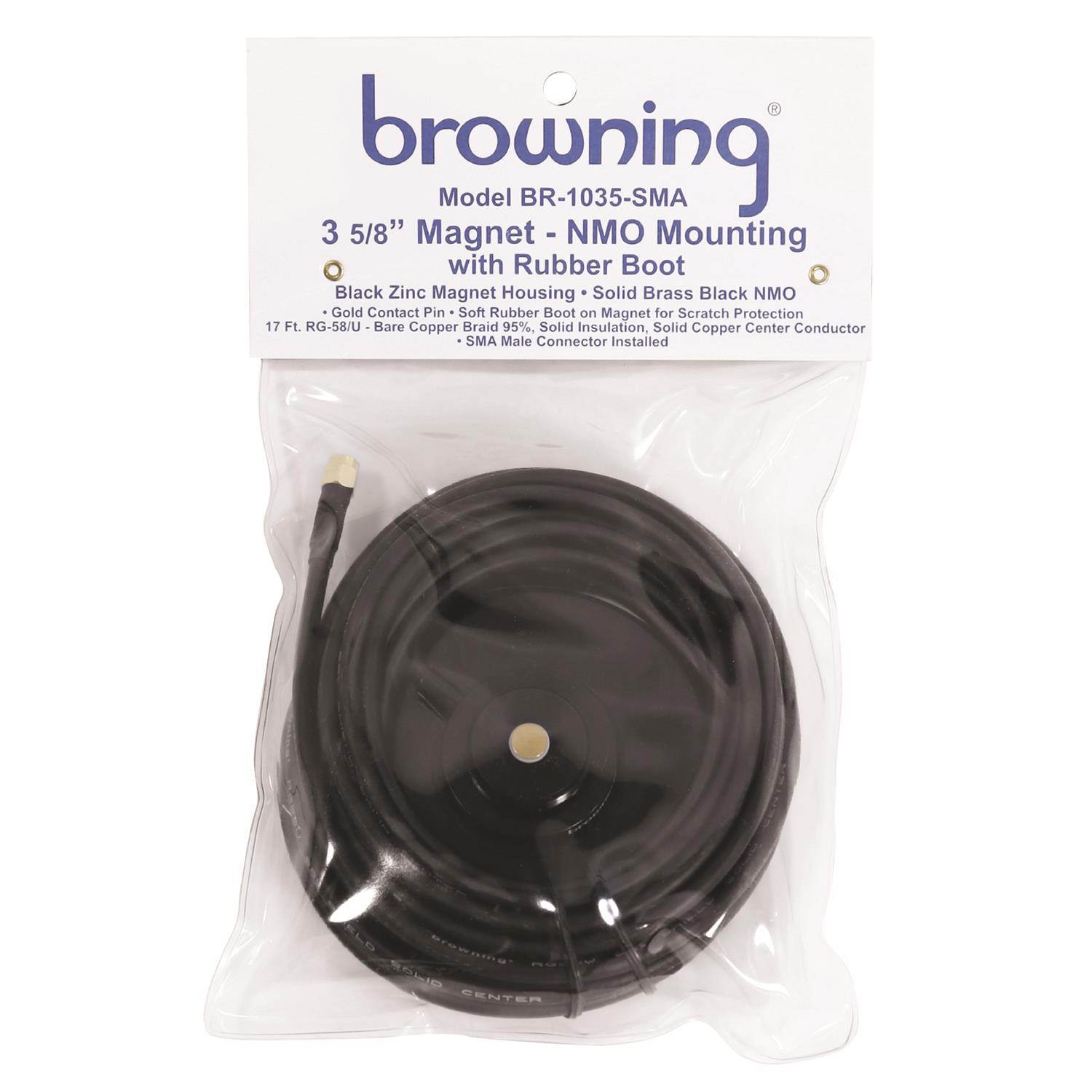 Browning Br-1035-sma Premium 3 5/8" Magnet Nmo Mounting With Rubber Boot & Sma Male