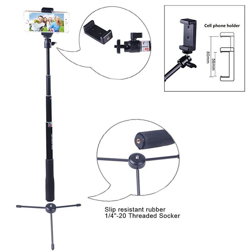 Q3 Telescoping Selfie Stick with Tripod Stand Compatible for GoPro Hero Fusion9876543+3SessionGOPRO Hero 2018DJI OSMO Action CameraSJCAMAKASOXiaomi Yi and Cell Phone