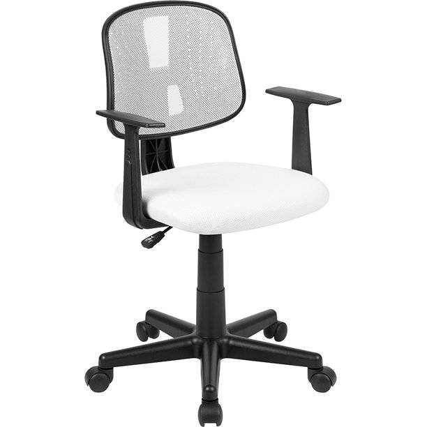 Back White Mesh Swivel Task Office Chair with Arms