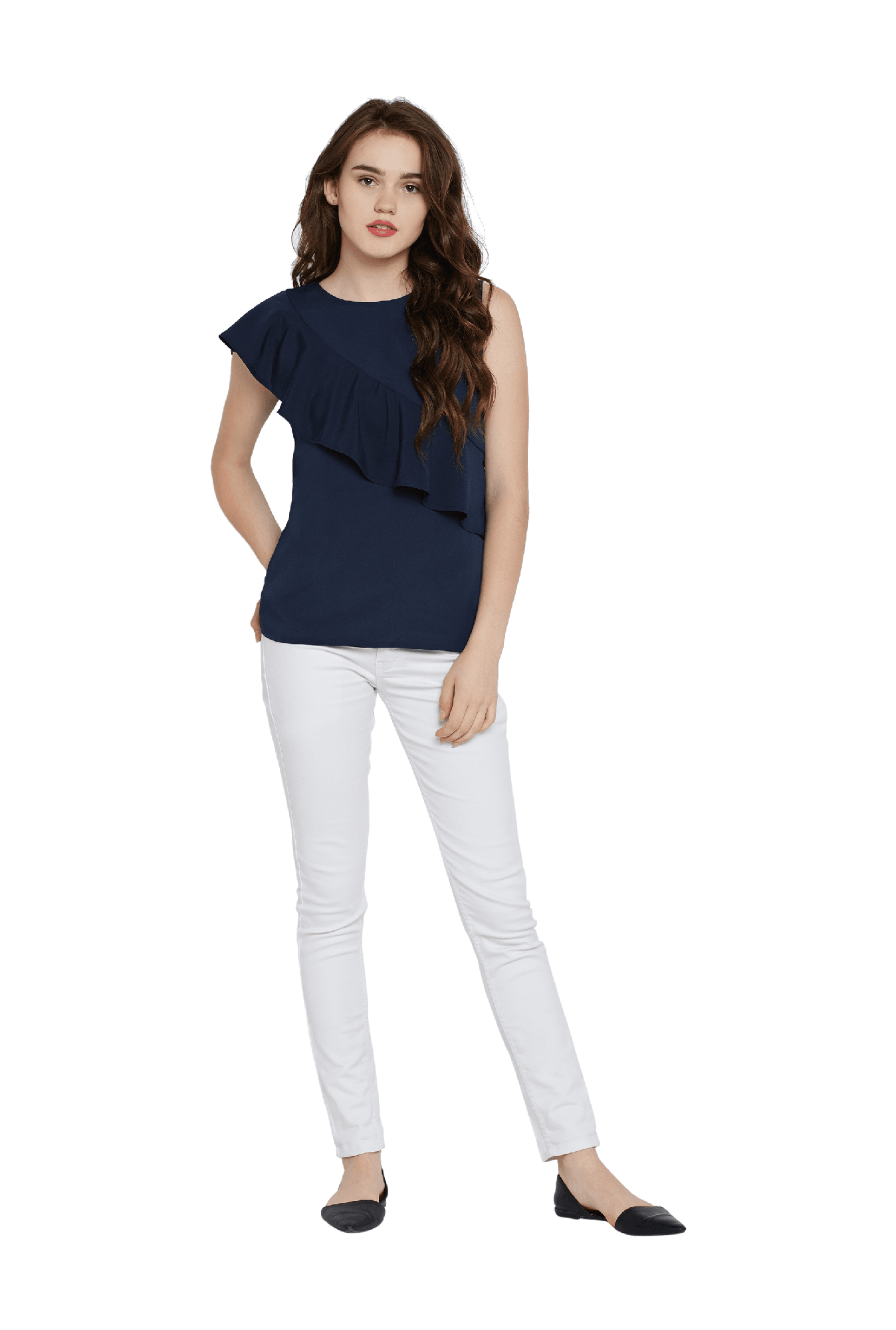 Miss Chase Navy Crepe Top