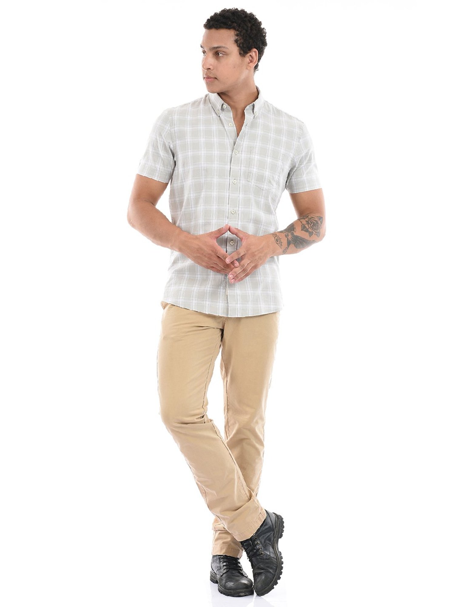 London Fog Grey Regular Fit Check Shirt