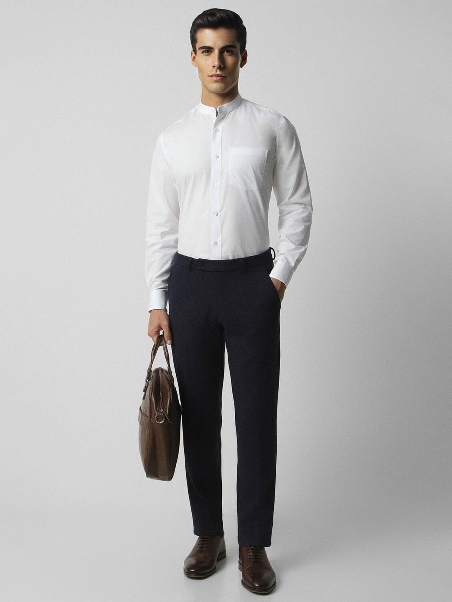Van Heusen Navy Slim Fit Texture Trousers