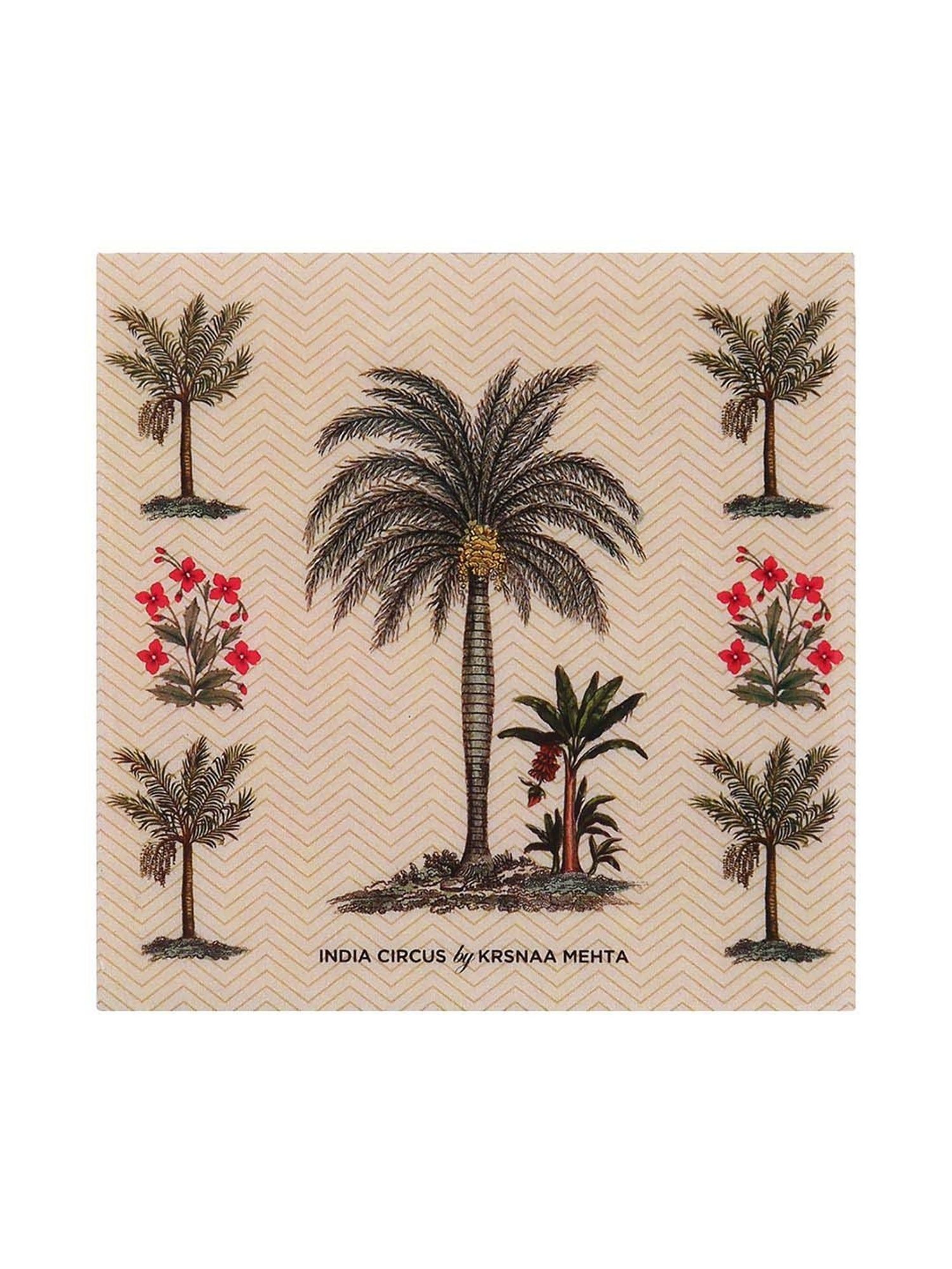 India Circus by Krsnaa Mehta Brown Mdf Chevron Palms Table Coaster - Set of 6