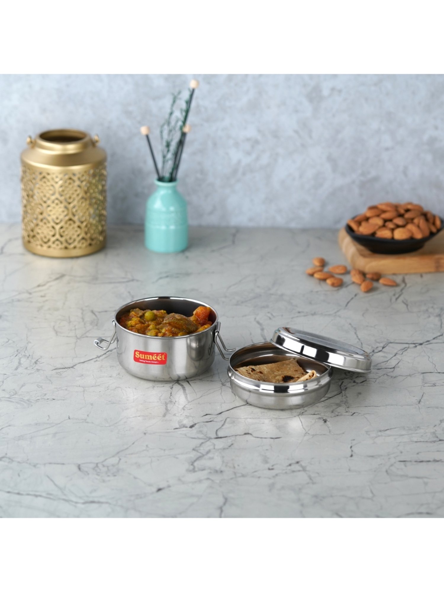 Milton Red Stainless Steel Small Tiffin Box - Set of 2