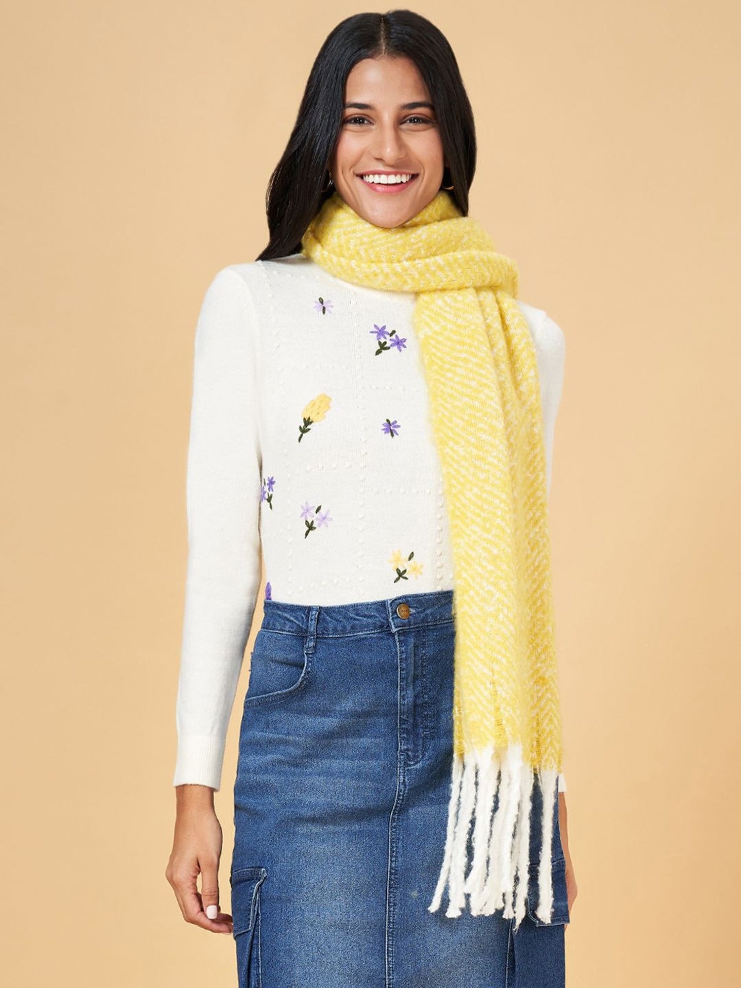 Aditi Wasan White Floral Stole