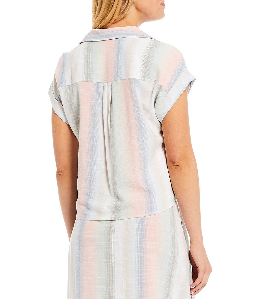 Cloth & Stone Woven Cap Sleeve Coordinating Tie Front Top