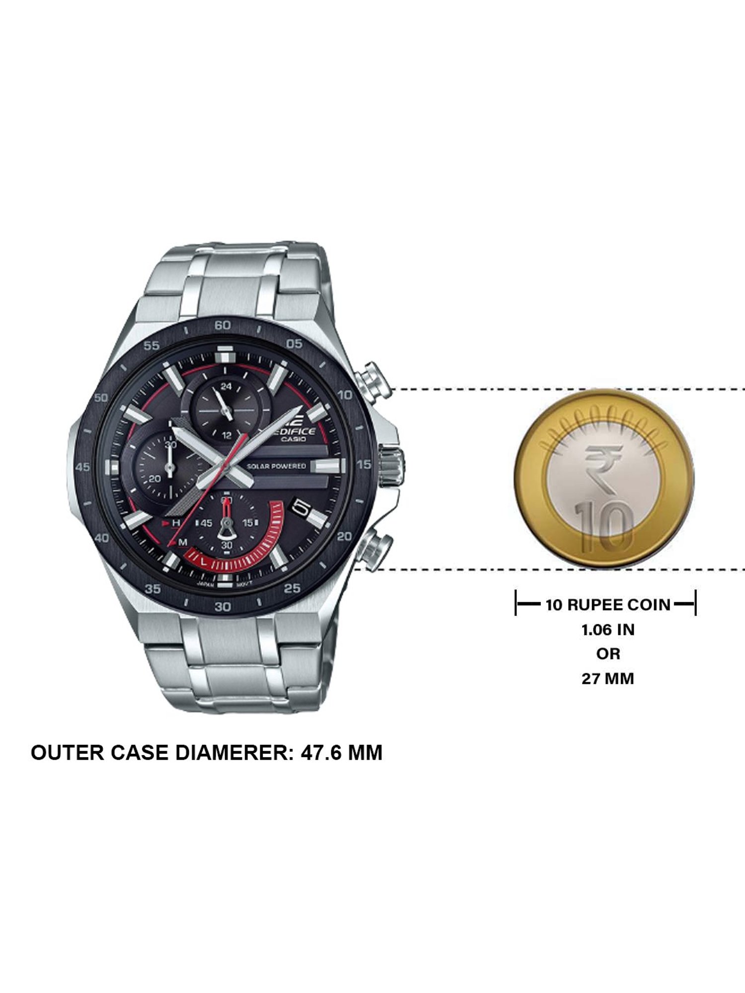 Casio EDifice EQS-920DB-1AVUDF Black Analog Dial Silver Stainless Steel Band Men's Watch EX487