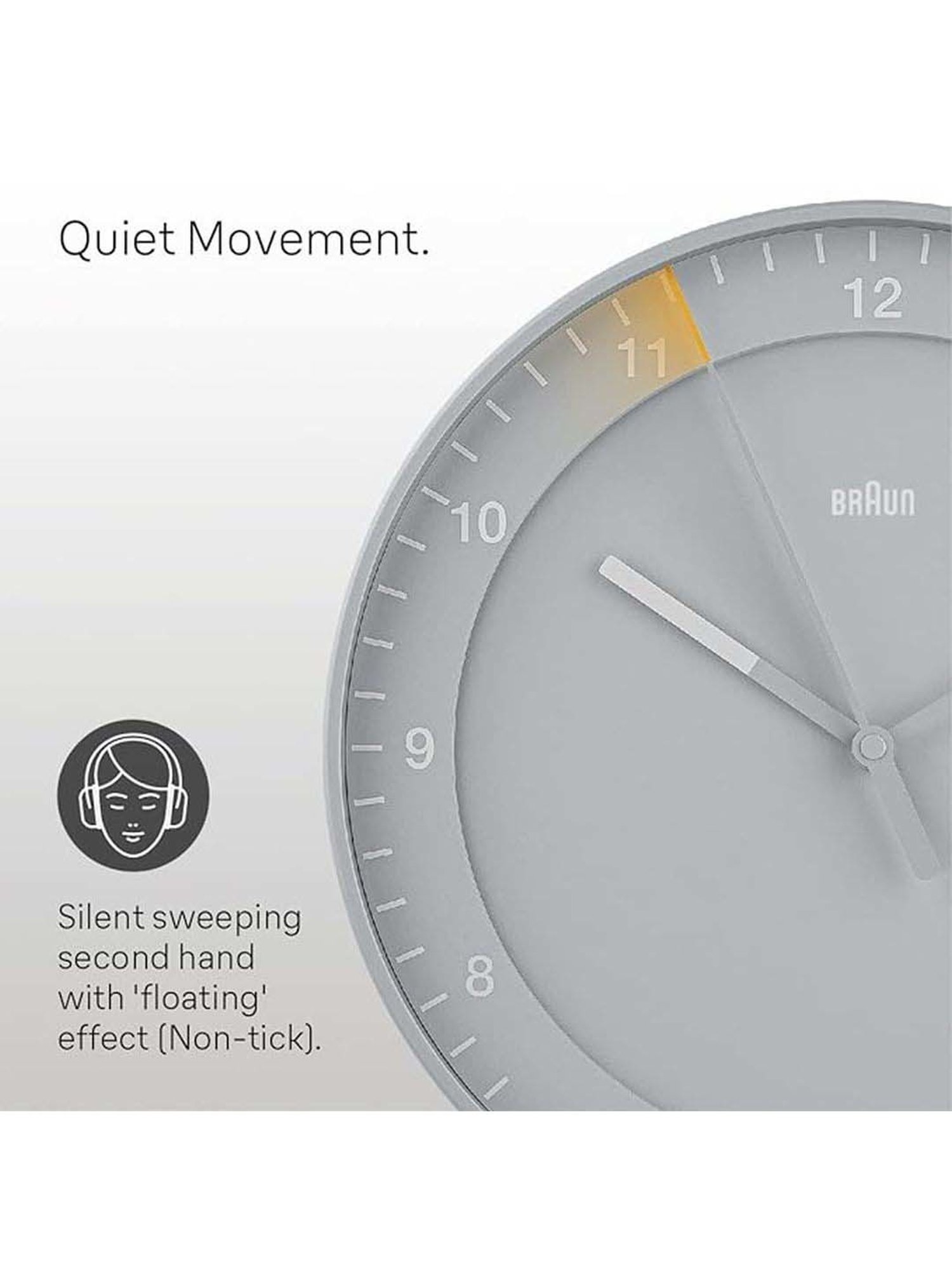 Braun Grey Digital Wall Clock With Indoor Temperature, Date & Day