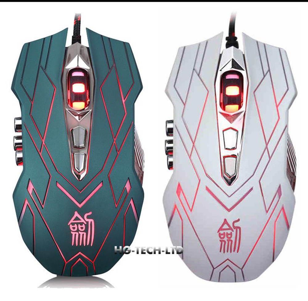 UrChoiceLtd&reg; 2016 iGamer - JS-X9 II 9D 3200DPI 10 Buttons Optical Usb Gaming Mouse CF LOL WOW MMO Wired Mouse Professional Game Office with Headlight and Tail Light-Up