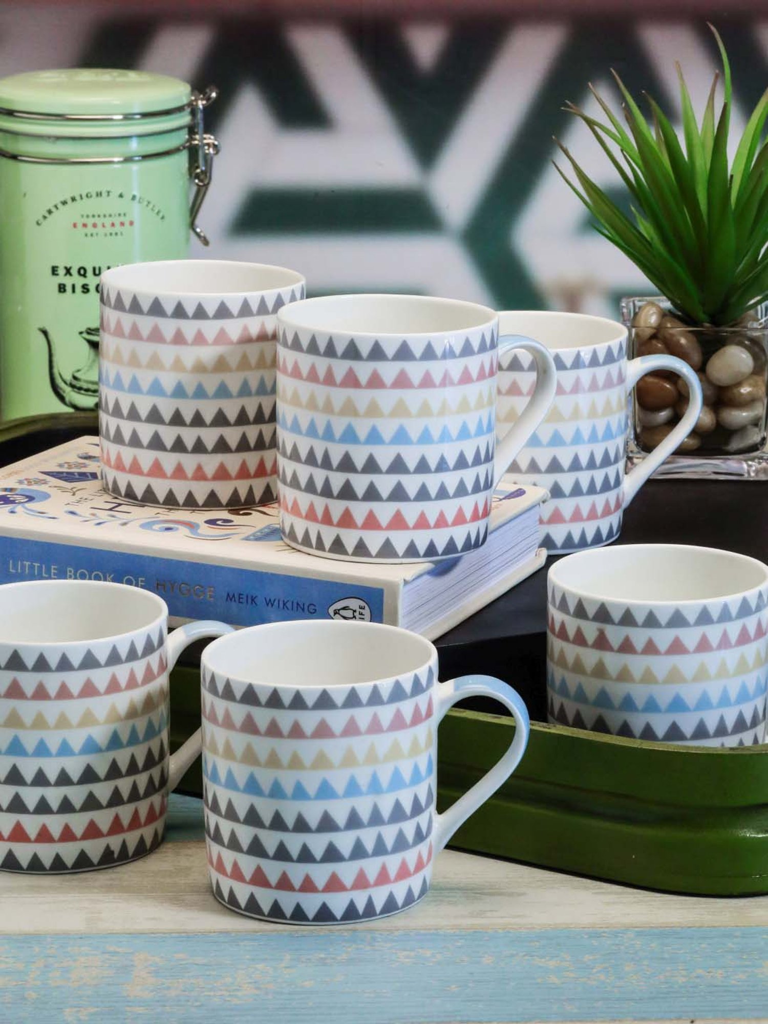 Goodhomes Multicolor Bone China Tea Cups (210 ml) - Set of 6