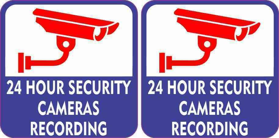 StickerTalk 24 Hour Security Cameras Recording Vinyl Stickers, 3 inches by 3 inches