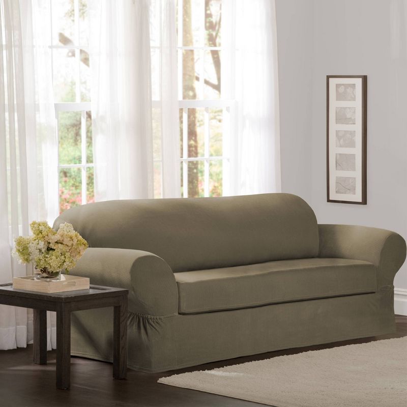 2pc Collin Sofa Stretch Slipcover Moss - Zenna Home