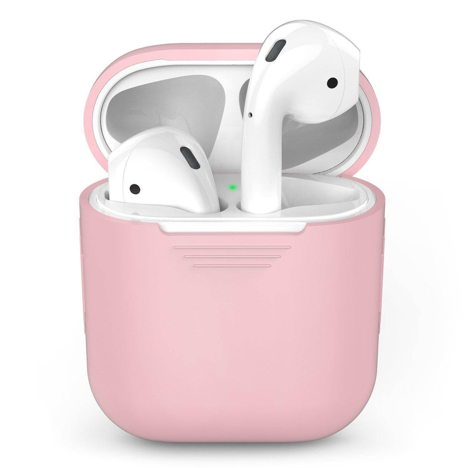 Silicone Shock Proof Protective Cover Case Sleeve Skin for AirPods Air Pods Wireless Headphone Charging Box (Pink)