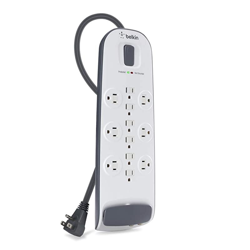 BV11223008 12Outlet Advanced Power Strip Surge Protector with 8Foot Power Cord and Telephone Coaxial Protection 3996 Joules