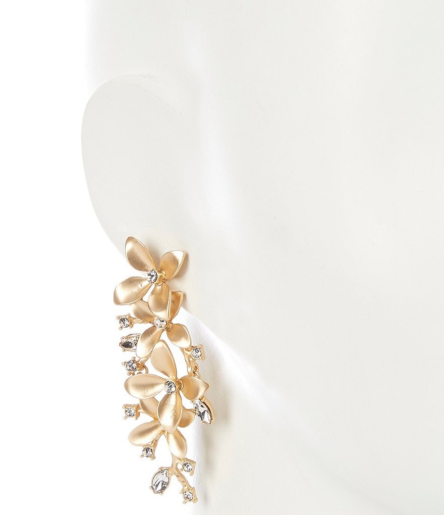 Gemma Layne Crystal Stone Fancy Metal Flower Drop Earrings
