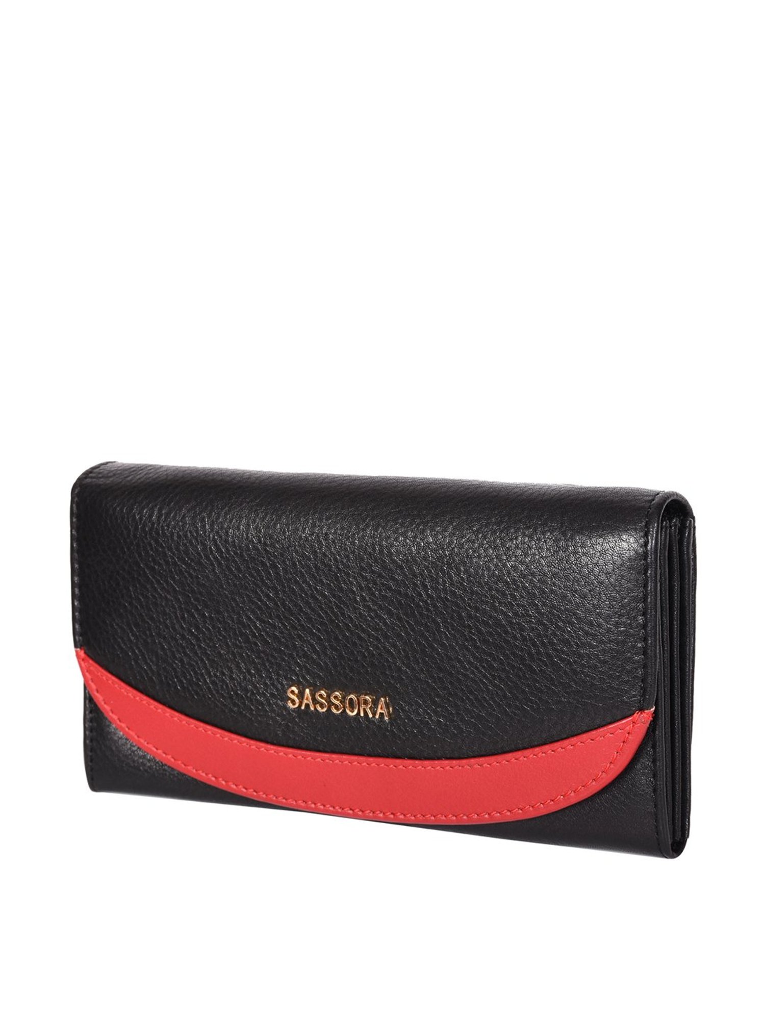 SASSORA Black & Red Solid Rfid Wallet for Women