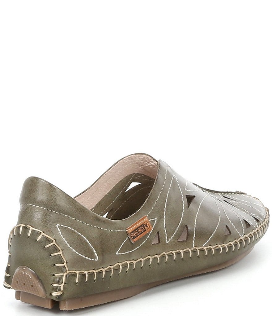 Pikolinos Jerez Floral Leather Cut-Out Detail Slip-On Moccasins