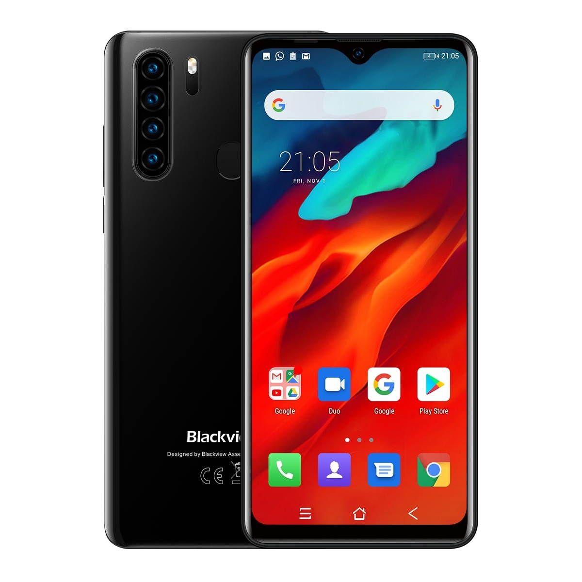 Unlocked Smartphone, Blackview A80 Plus, 4GB+64GB, Face ID & Fingerprint Identification, 4680mAh Battery, 6.49 inch Android 10.0 MTK6762V/WD Octa Core up to 1.8GHz, Network: 4G, Dual SIM, NF
