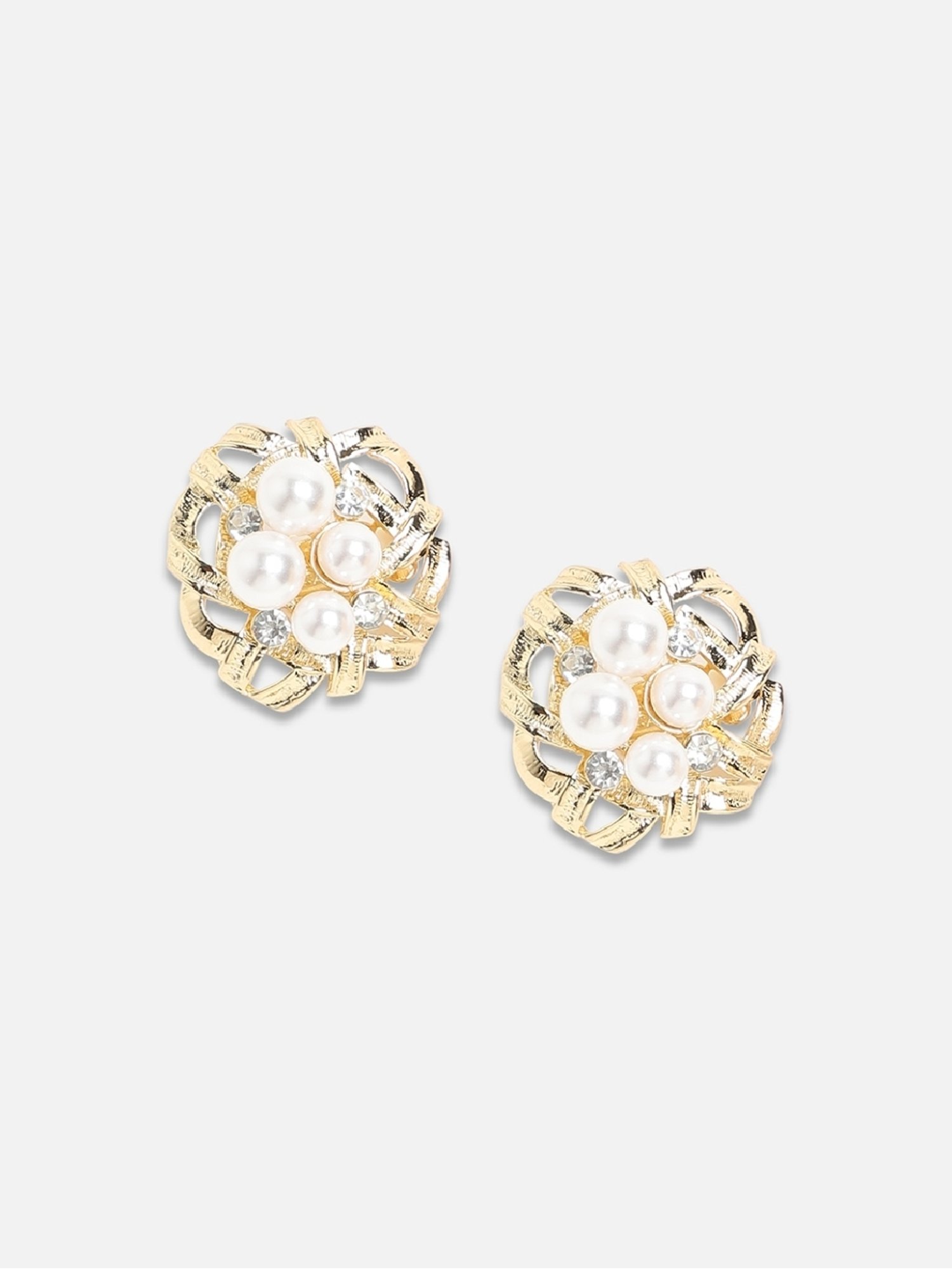 Sohi Women's Twilight Trellis Stud Earrings  Champayne Gold
