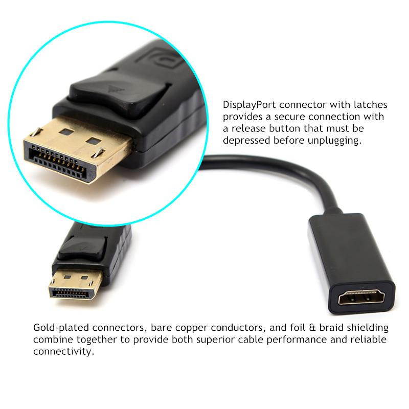 New DP Displayport Male to HDMI Female Cable Converter Adapter 1080P for PC HP/DELL