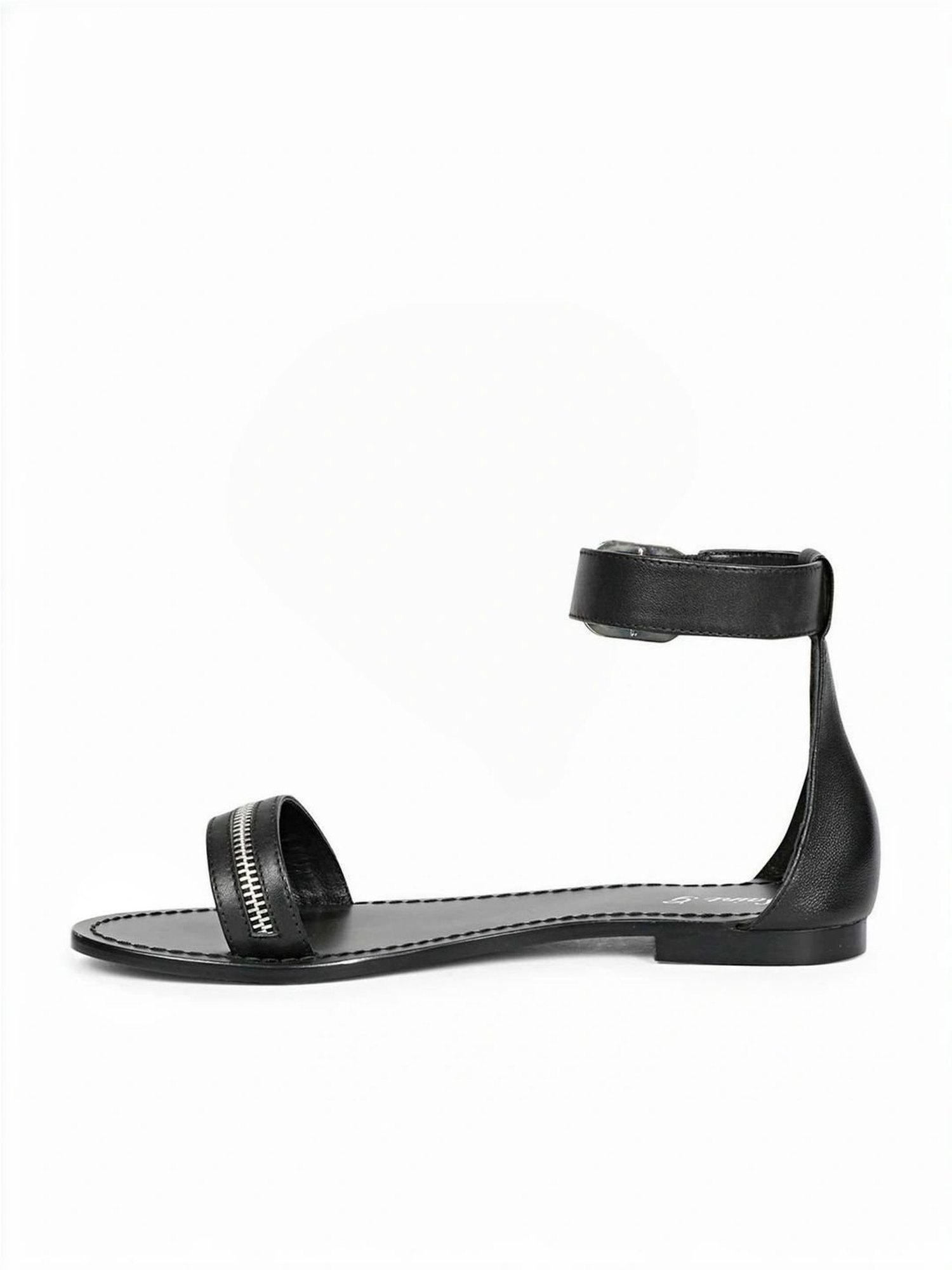 Saint G Women's Zip Decor Black Ankle Strap Sandals