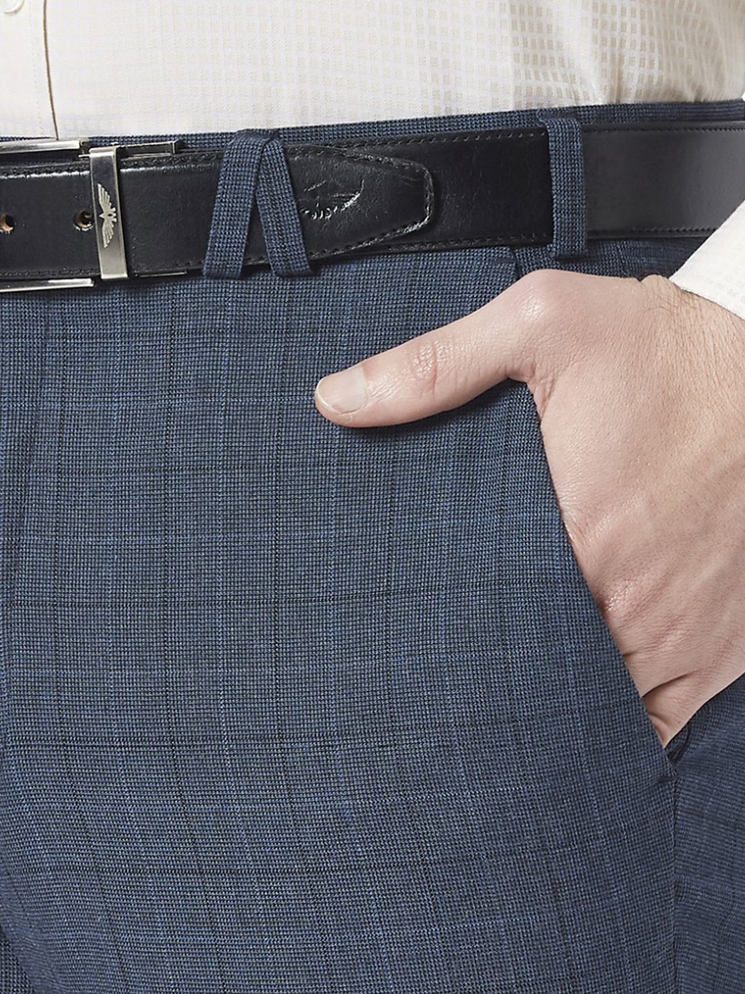 Park Avenue Blue Regular Fit Checks Trousers