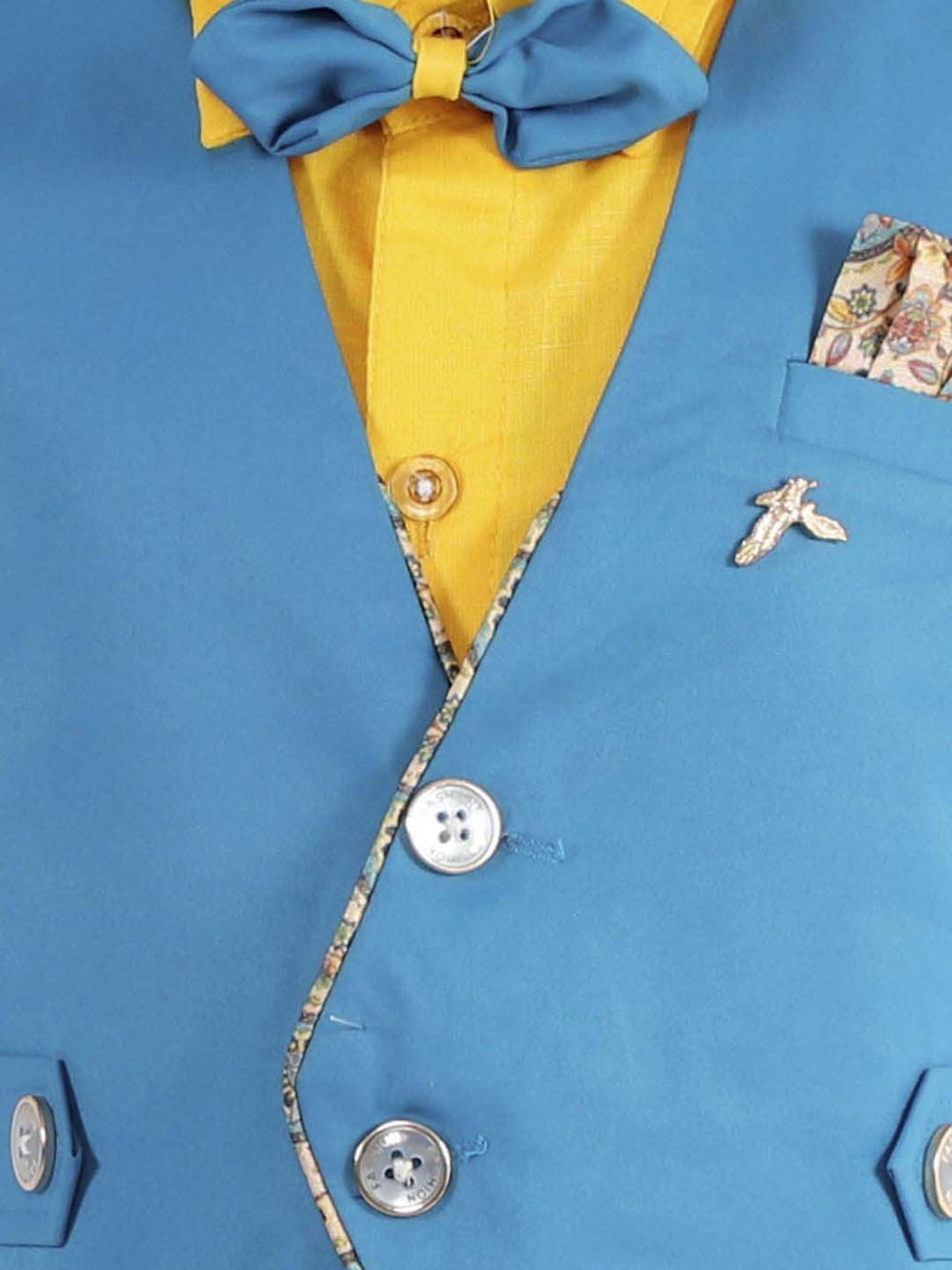 Fourfolds Boys Skyblue Solid Full Sleeves Clothing Set