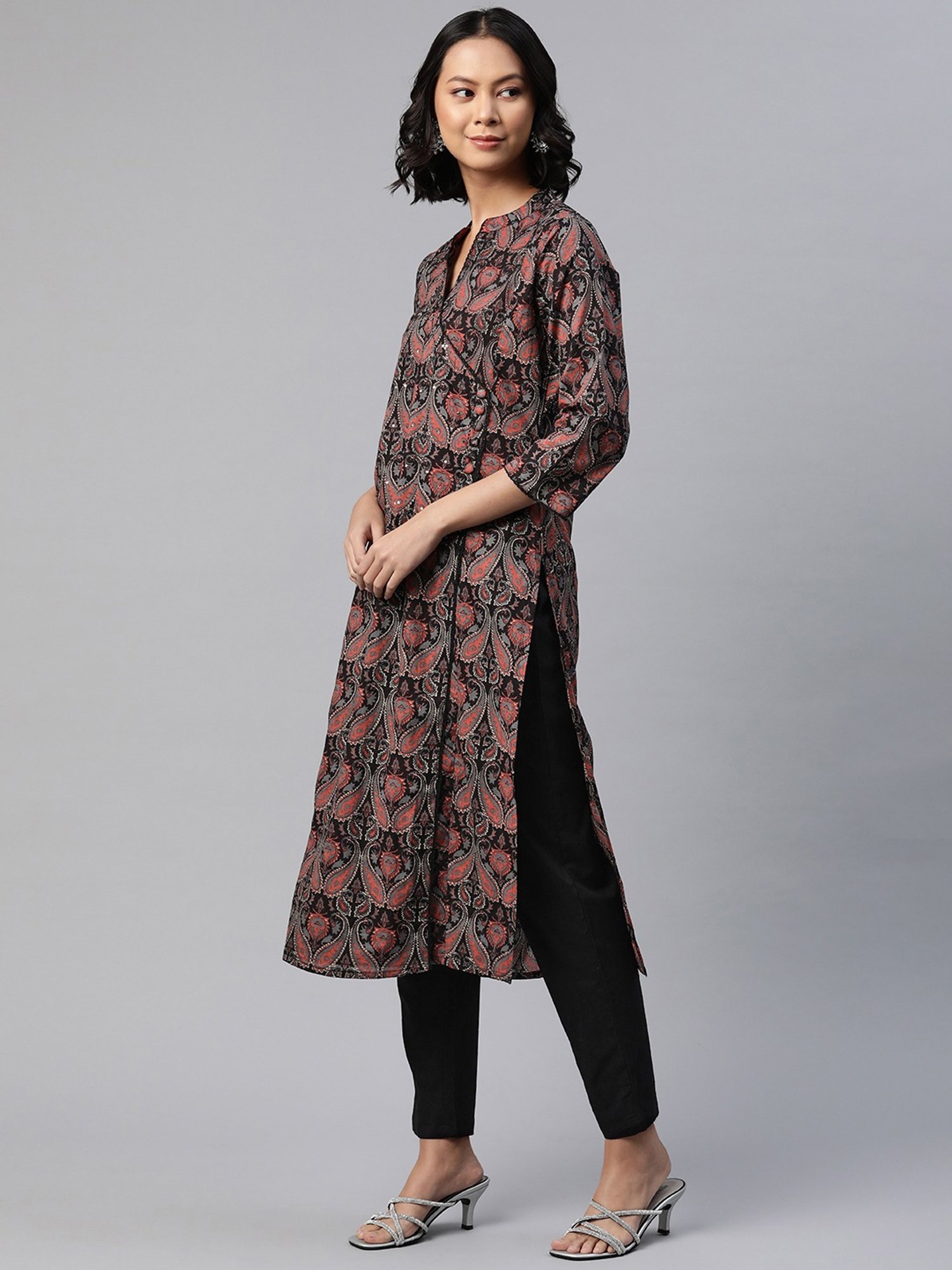 READIPRINT FASHIONS Black Cotton Printed Kurta Pant Set