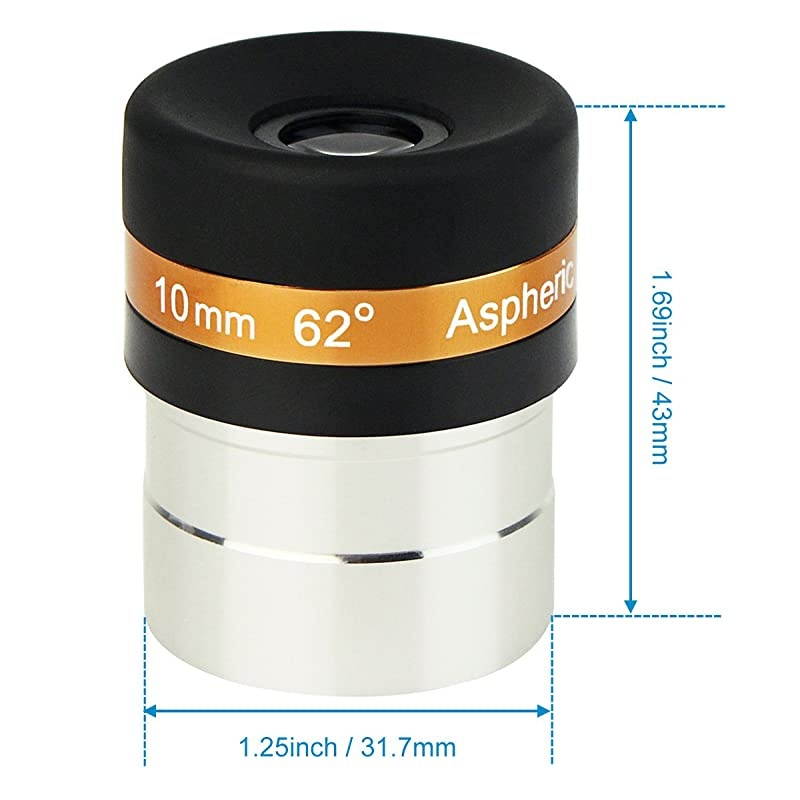 Eyepieces 4mm Telescopes Lens Wide Angle 62 Degree Aspheric Eyepiece HD Fully Coated Lens for 1.25 inches Astronomic Telescopes