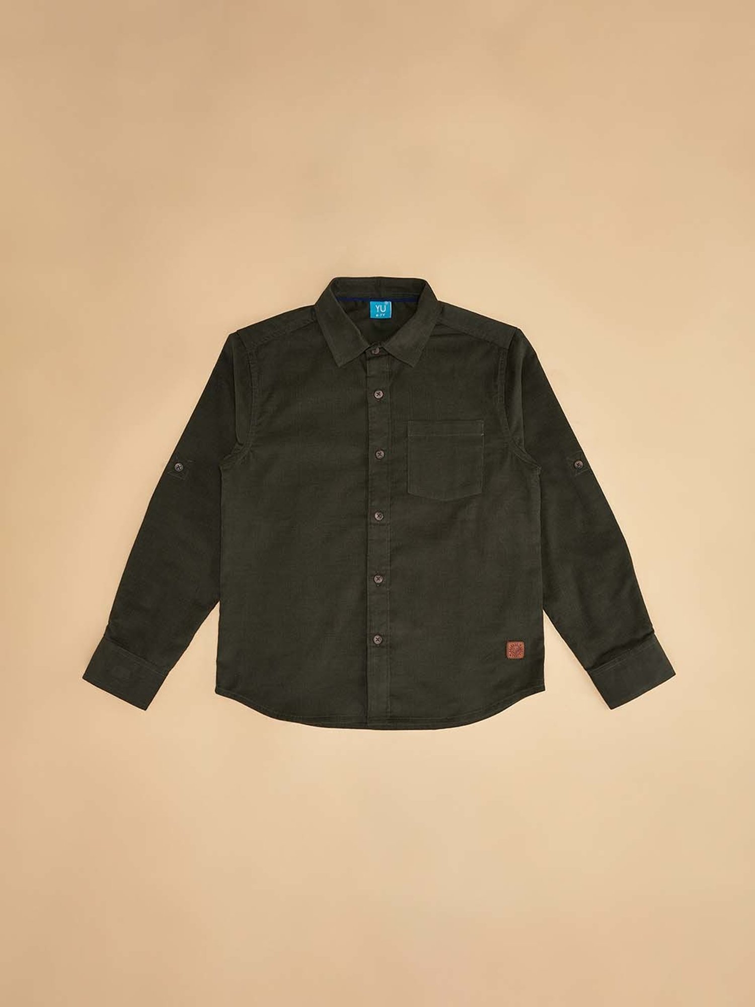 YU by Pantaloons Kids Green Regular Fit Full Sleeves Shirt