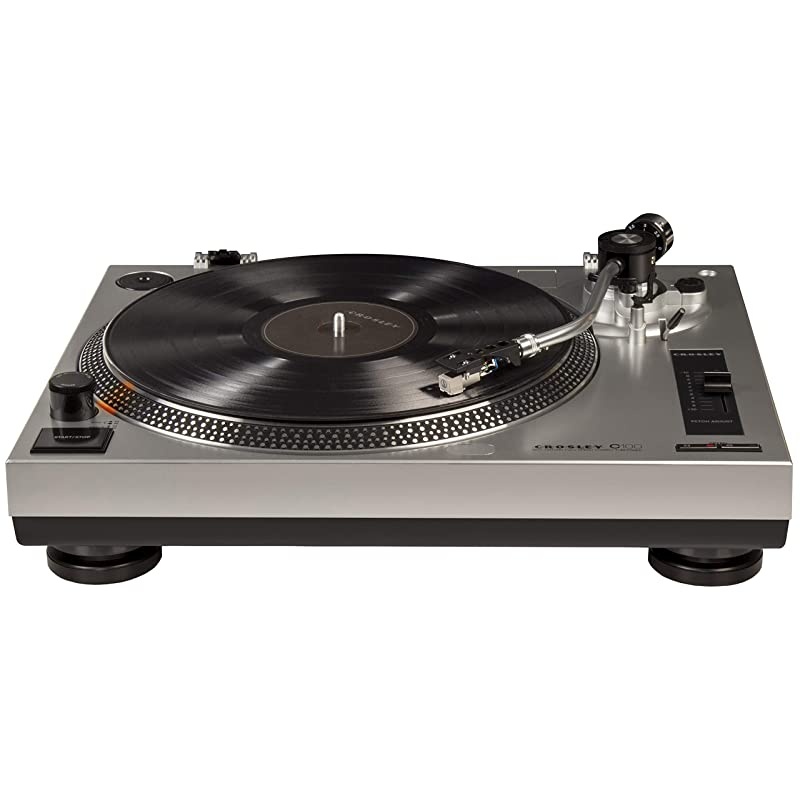 C100 BeltDrive Turntable with SShaped Tone Arm with Adjustable Counterweight Silver