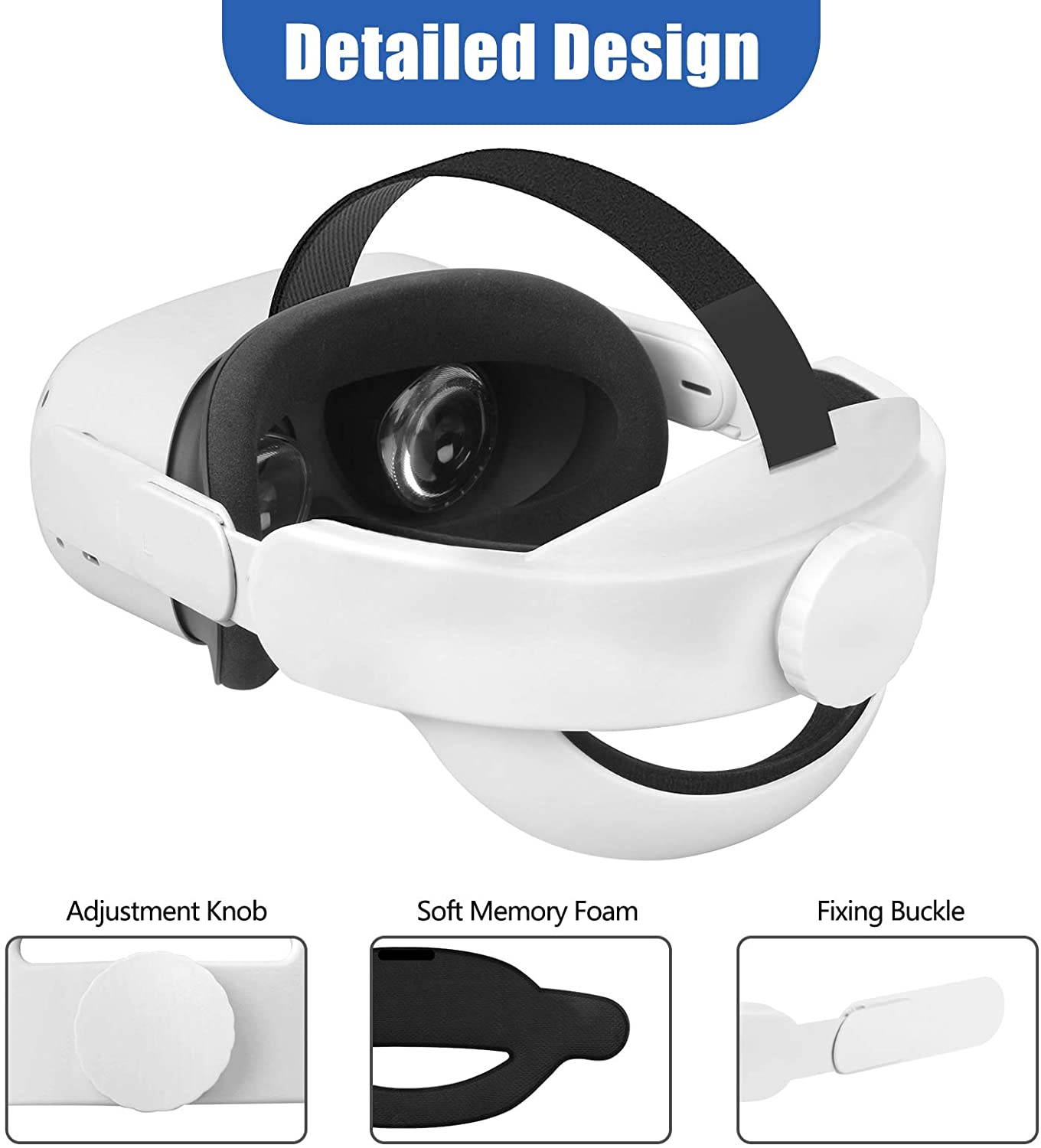 Adjustable Head Strap for Oculus Quest 2, Reduce Head Pressure Comfortable Touch, Replacement for Oculus Quest 2 Elite Strap,Oculus Quest 2 Accessories