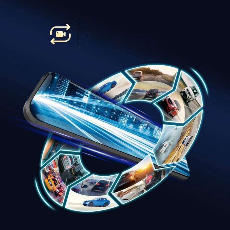 VanTop H609 Dual 1080P Mirror Dash Cam with 10" IPS Touch Screen Rear View Camera, Night Vision, Parking Monitor