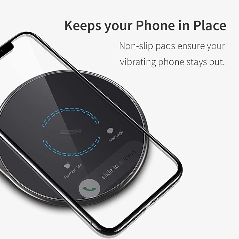 Wireless Charger, Metal Frame Ultra-Thin Fast Charging Pad, 7.5W Compatible iPhone 12/Mini/Pro/Pro Max/11, 10W Fast Charging Galaxy S20/Note10, Pixel 3/4(No AC Adapter), Black