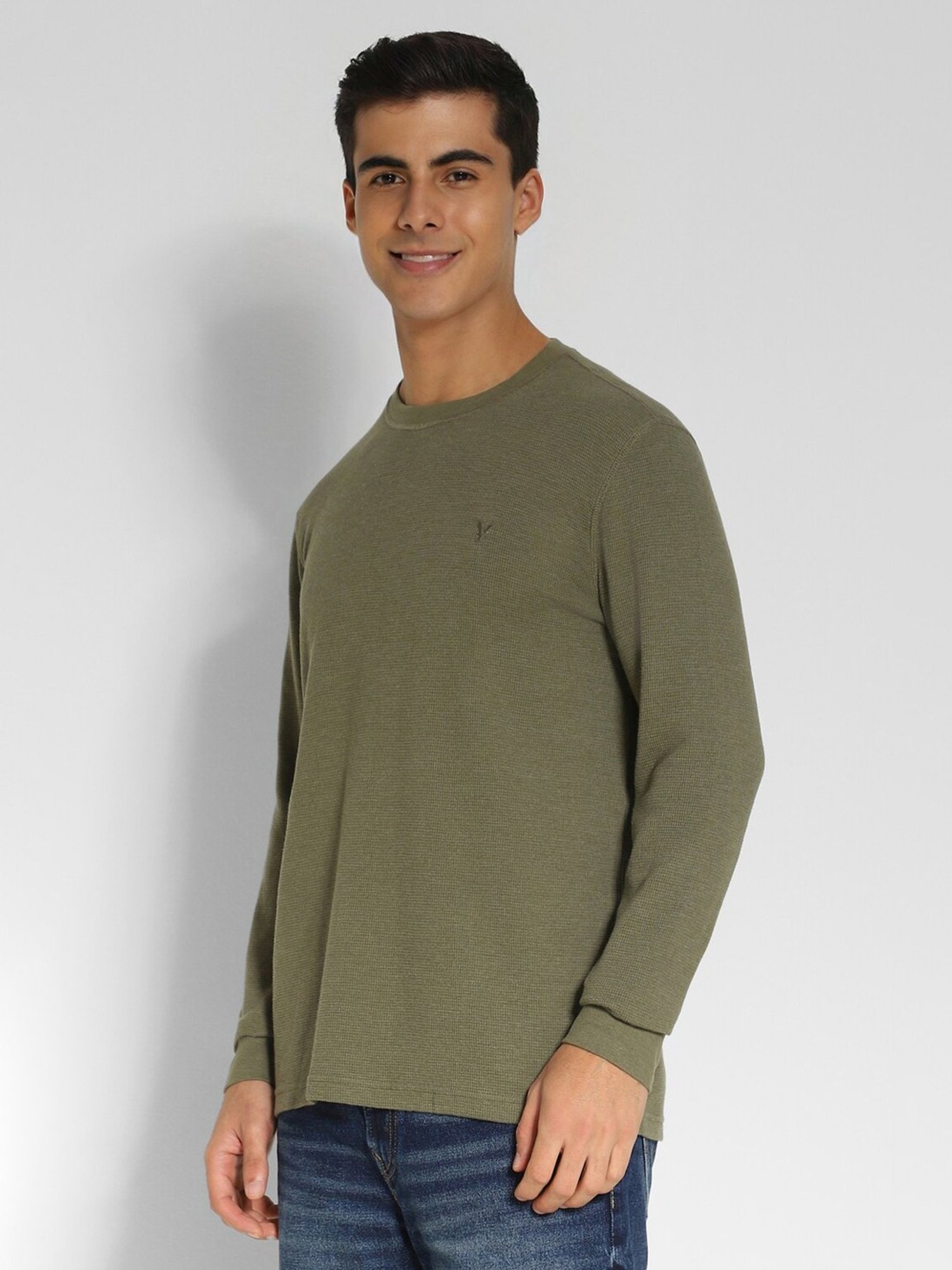 American Eagle Green Regular Fit Texture T-Shirt