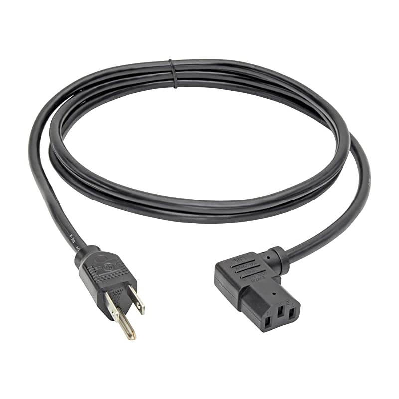 Standard Computer Power Cord 10A18AWG NEMA 515P to Left Angle IEC320C13 6ftP00600613LABlack