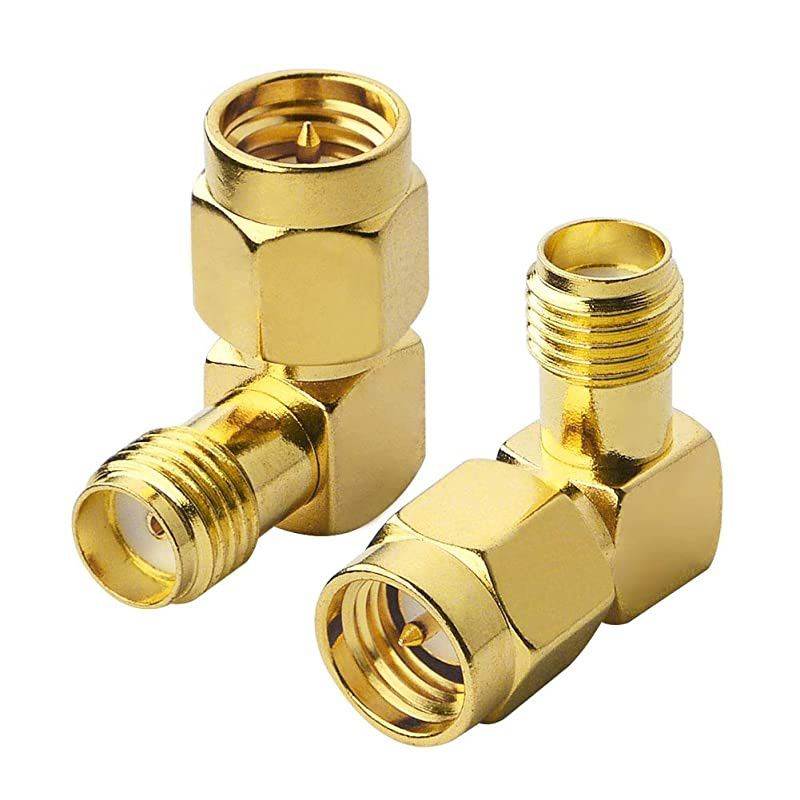 Male to Female Right Angle 90-Degree Adapter Gold Plated Contacts Pack of 2