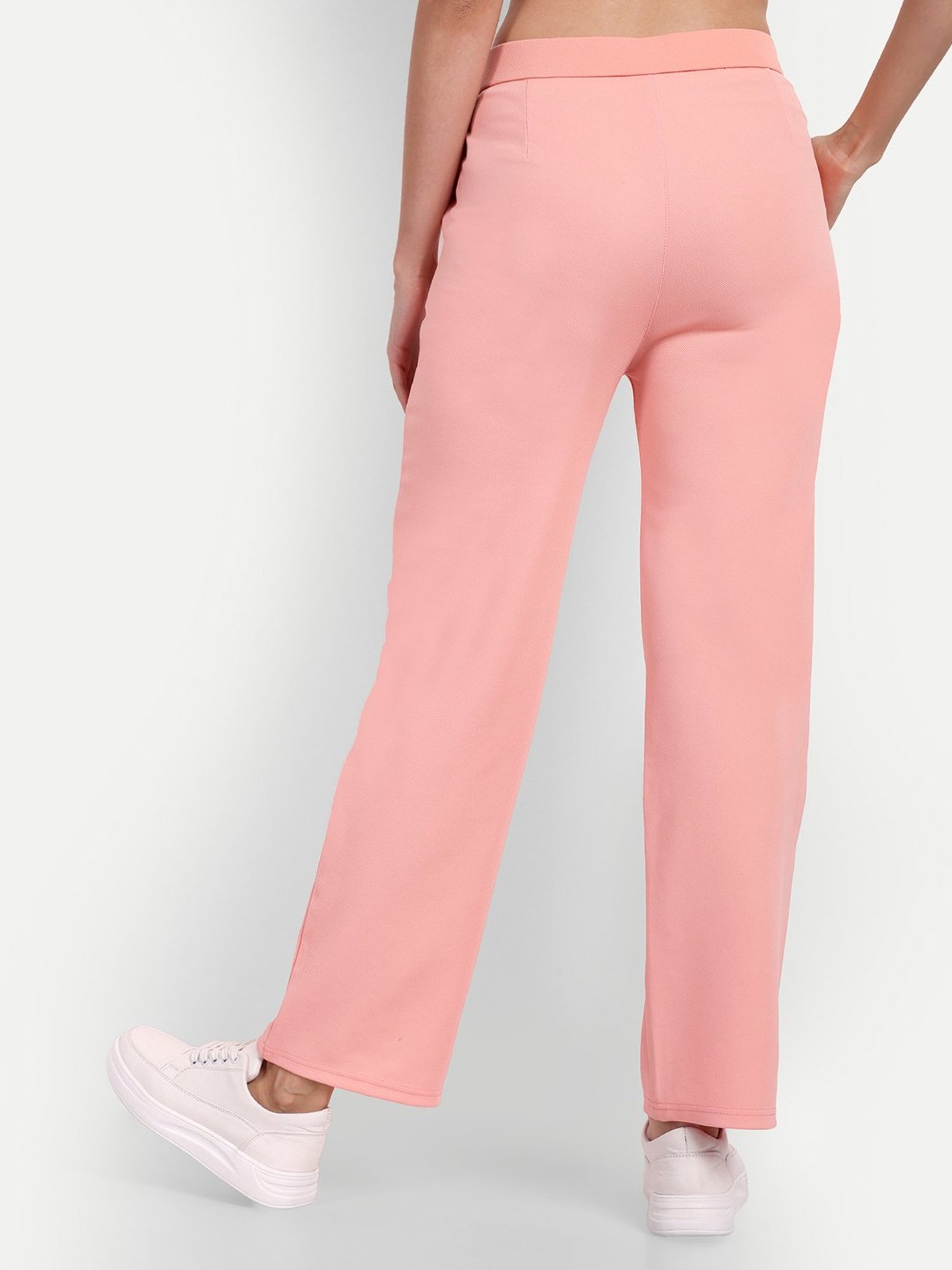 Broadstar Pink Viscose Rayon Straight Fit High Rise Trousers