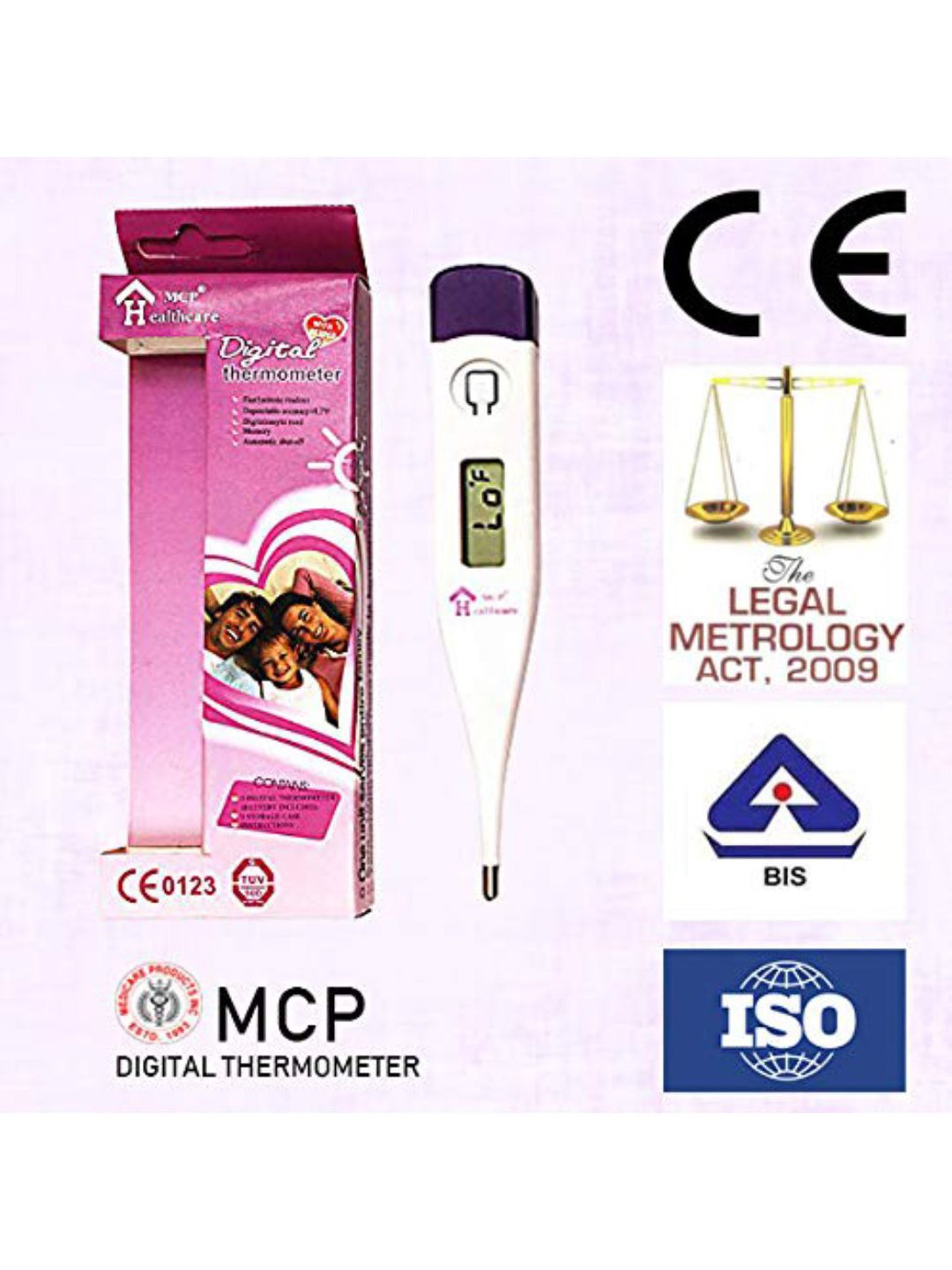 MCP DT01 F Scale Digital Thermometer (White/Pink)