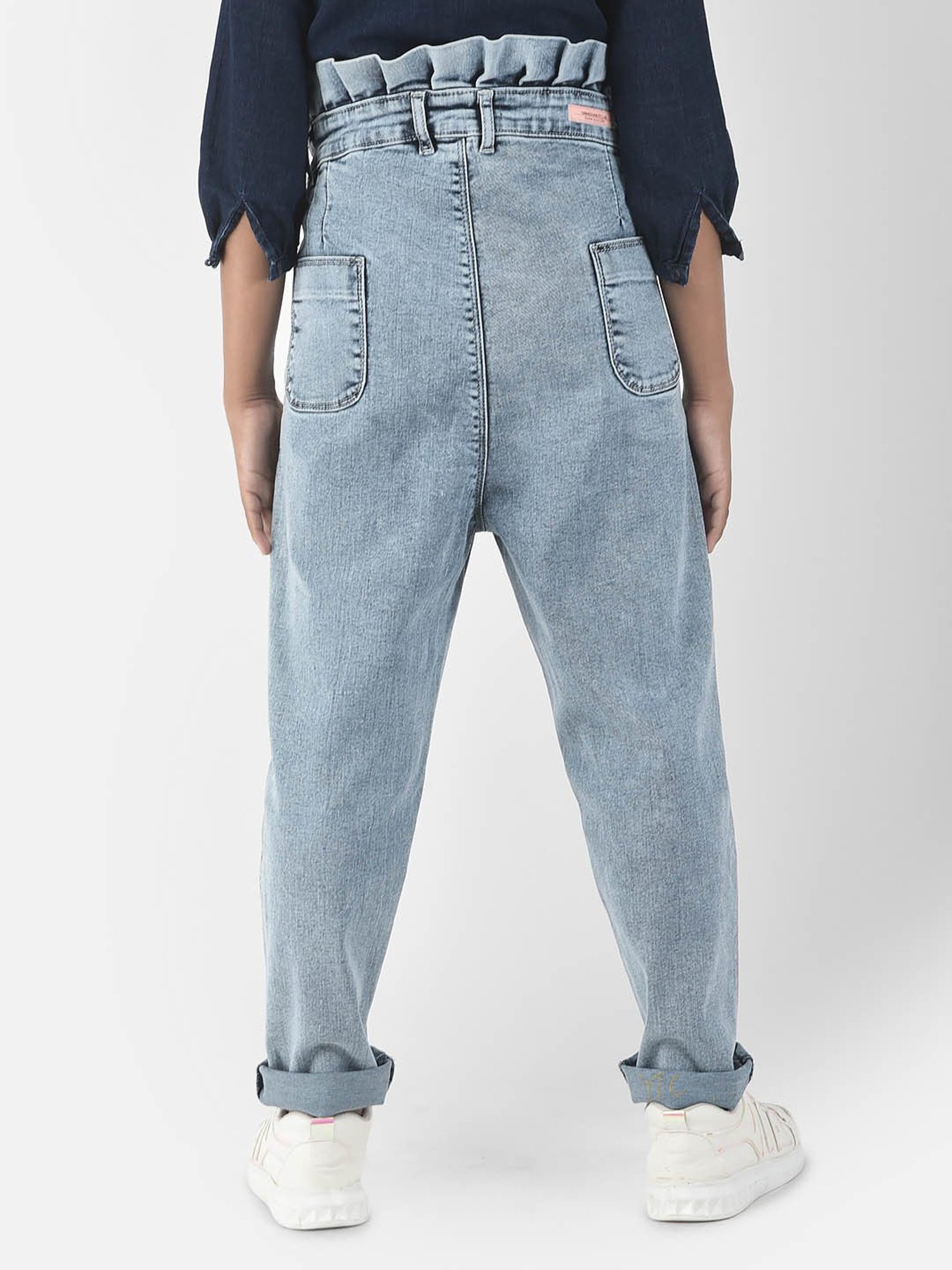 Crimsoune Club Girls Light Blue Solid Jeans