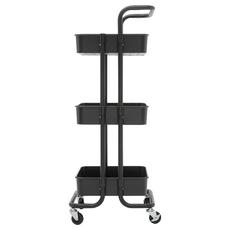 Pemberly Row 3 Tier Rolling Utility Cart with Storage in Black