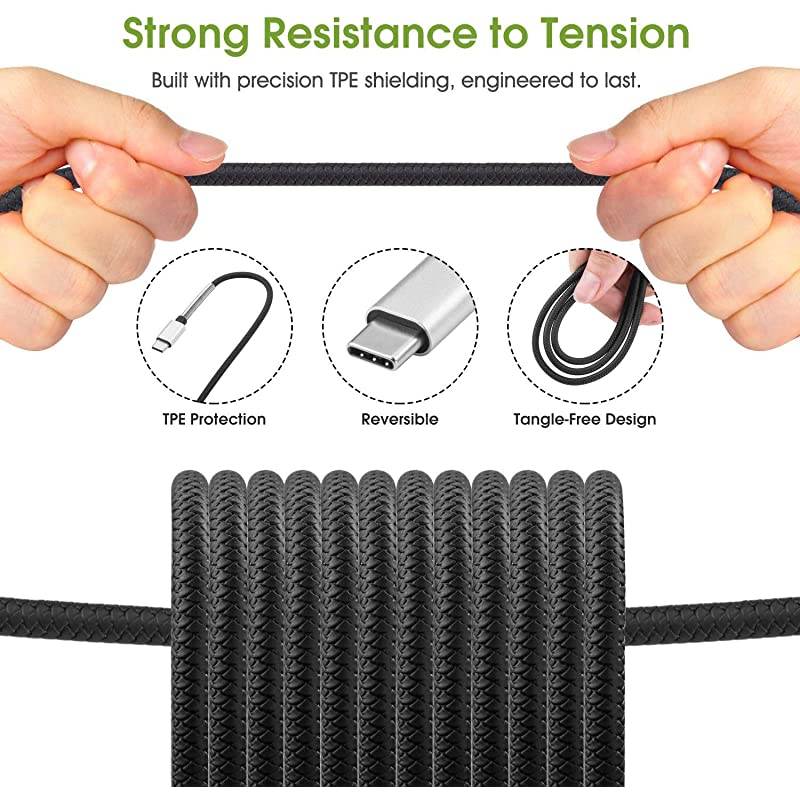 with Samsung Galaxy S9 S8 Plus Charger 3A Fast Charging 3 Pack TPE USB C Cable 6ftUSB A to Type C Replacement for Samsung S10 Note 10 9 8 Pixel LG V30 G6 G5 Google Pixel