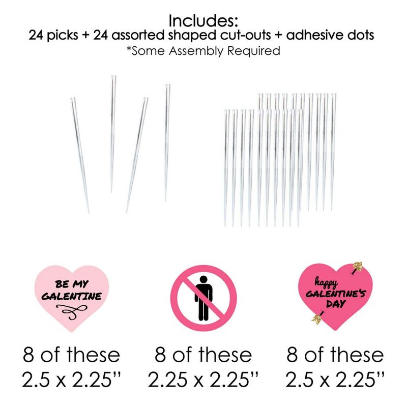 Big Dot of Happiness Be My Galentine - Dessert Cupcake Toppers - Galentine's and Valentine's Day Party Clear Treat Picks - Set of 24
