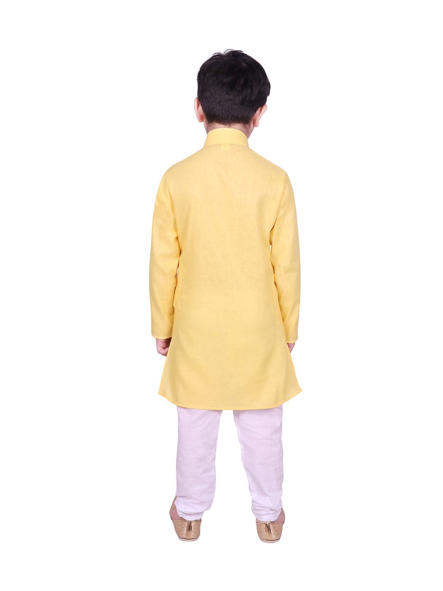 SG Yuvraj Kids Yellow & White Solid Kurta with Pyjamas