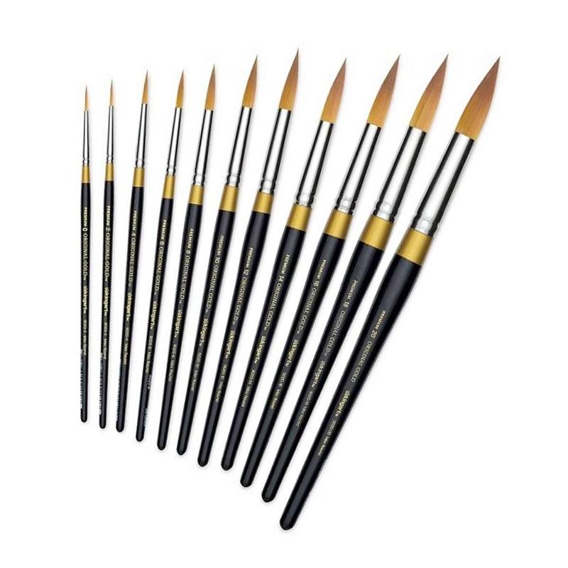 Kingart 11ct Original Max Round Brush Set - Gold