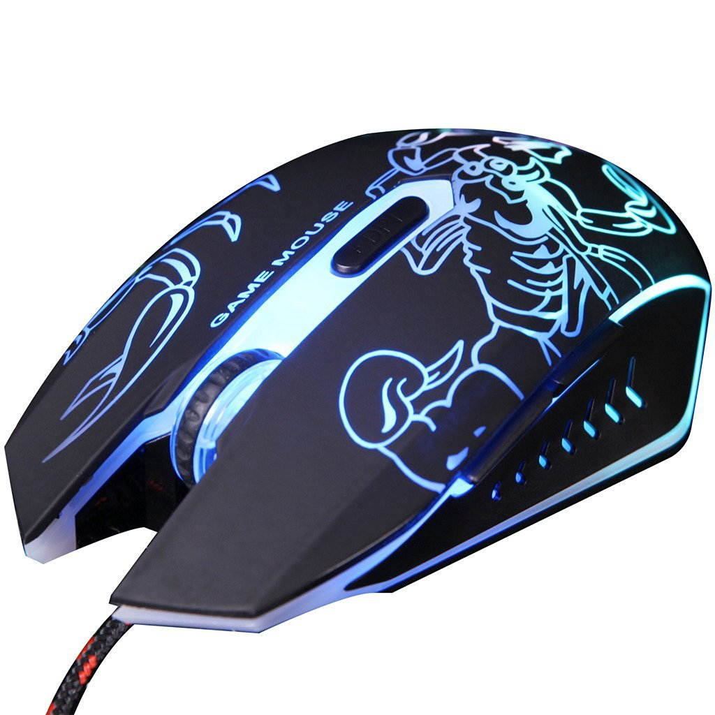 LETTON S1 USB PC Gaming Mouse Mice with LED Lights Braided Cable(Black)